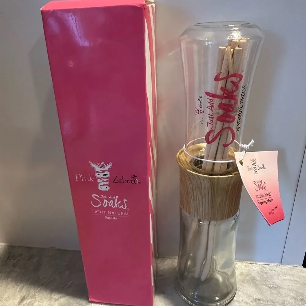 Pink Zebra Reed Diffuser Natural New in Box